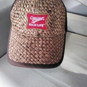 Miller High Life Bio Dome Head Mens Adjustable Hat Bamboo Material Woven Pattern